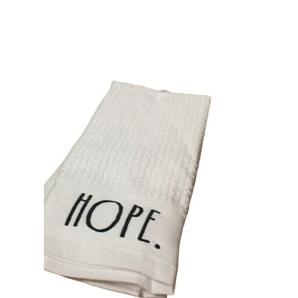 Rae Dunn. Waffle Terry Cotton‎ Kitchen Towels FAITH. HOPE. White Set of 2 New - Picture 2 of 2